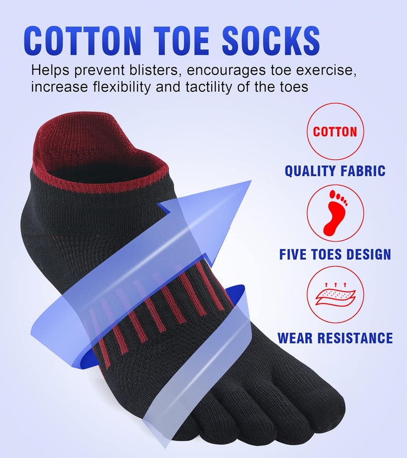 Fasot Women Toe Socks 5 Finger Cotton Wicking Athletic 6 Pack 3 Pack - Image 2